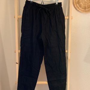 Black linen joggers, size small.